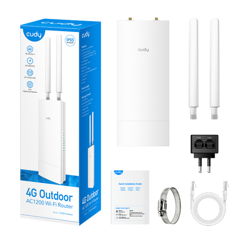 נתב מוקשח אלחוטי כולל מודם סלולרי CUDY LT500 OUTDOOR 4G LTE