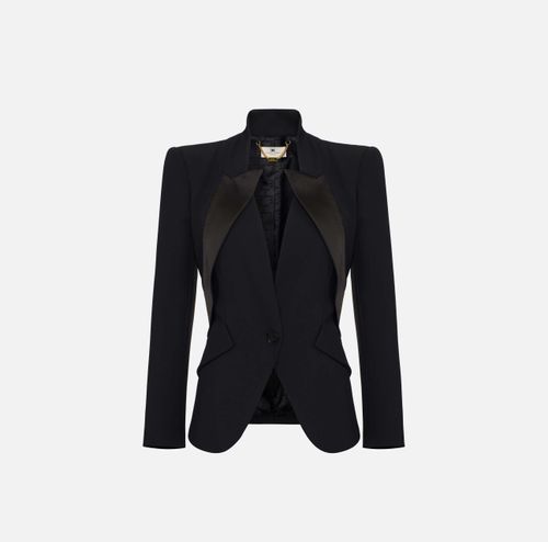Jacket in lightweight crêpe fabric with satin lapels