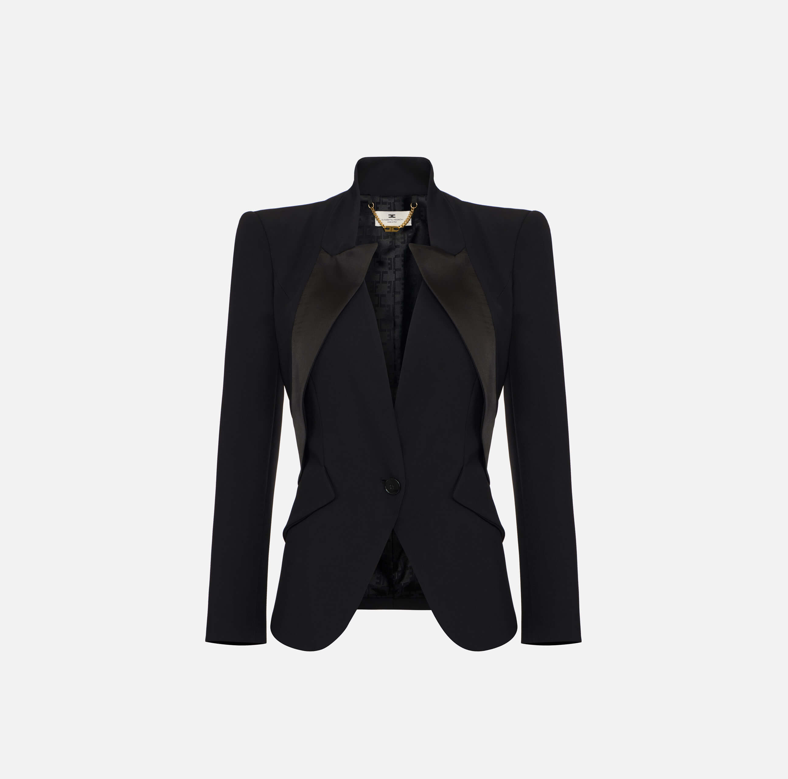 Jacket in lightweight crêpe fabric with satin lapels