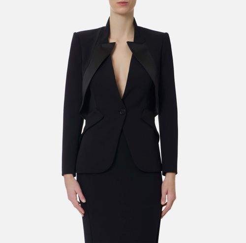 Jacket in lightweight crêpe fabric with satin lapels