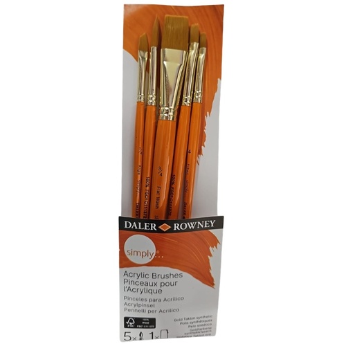 סט 5 מכחולים לאקריליק Daler Rowney Simply