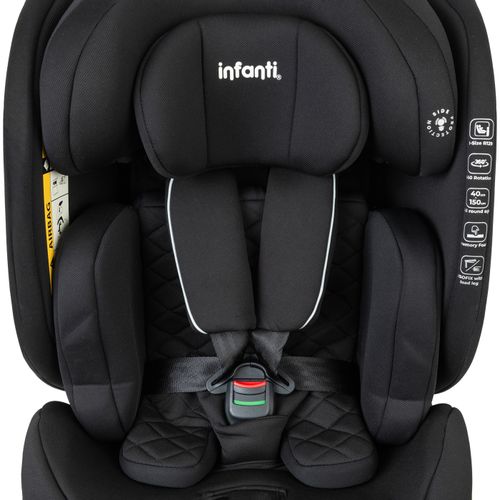 כיסא בטיחות ובוסטר מסתובב I-ELITE 360º PRO מלידה ועד גיל 8 בתקן i-Size עם ריפוד מלאנג' מנדף זיעה - שחור