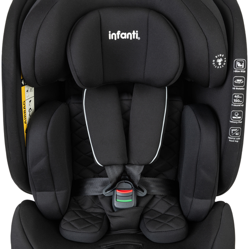 כיסא בטיחות ובוסטר מסתובב I-ELITE 360º PRO מלידה ועד גיל 8 בתקן i-Size עם ריפוד מלאנג' מנדף זיעה - שחור