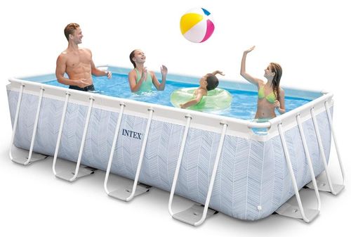 בריכת עמודים מלבנית PRISM שברון 4.0X2.0 מ' עם משאבת פילטר וסולם 26780