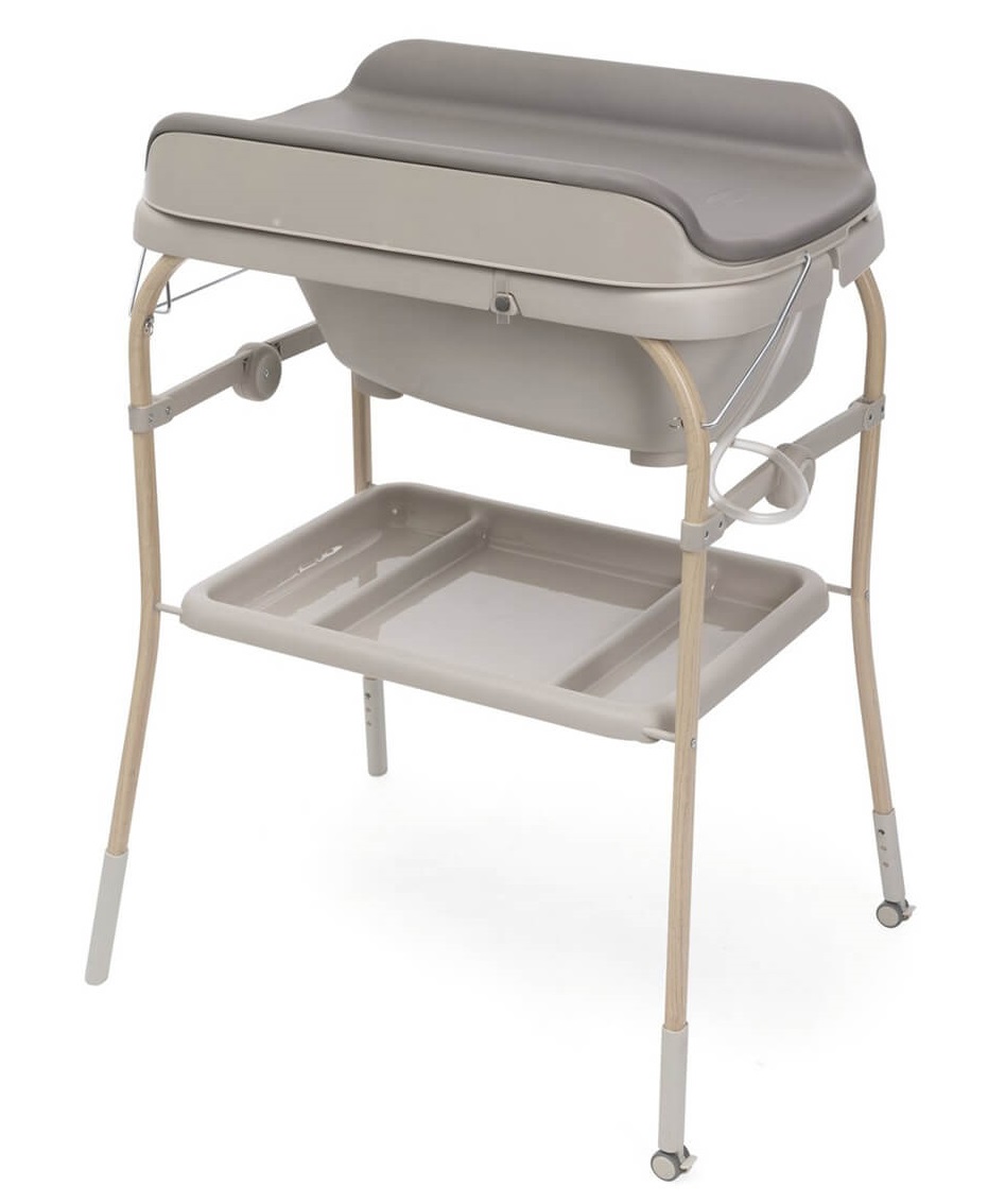 אמבטיה מתקפלת 4 ב -1 עם משטח החתלה סופט באבל – Chicco Soft Bubble צבע חום - Scandinavian