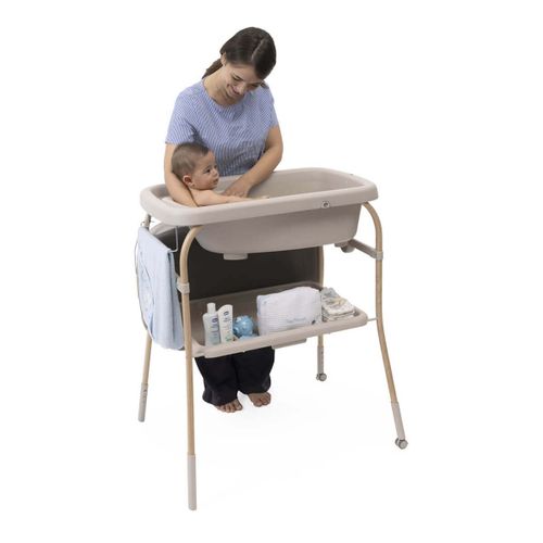 אמבטיה מתקפלת 4 ב -1 עם משטח החתלה סופט באבל – Chicco Soft Bubble צבע שמנת פנינה - Motherpearl