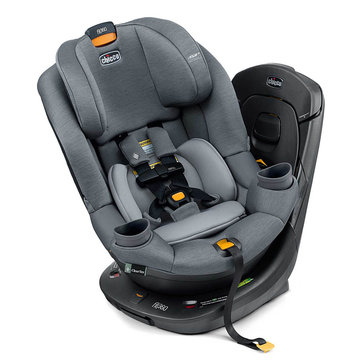 כסא בטיחות מסתובב פיט 360 Fit עם בדי קלירטקס ClearTex ללא כימיקלים ומנגנון התקנה LeverLock - אפור/כסוף - Titanium צ