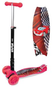 קורקינט 3 גלגלים מתקפל לילדים דגם Raptor M9 עם גלגלי PU מאירים - אדום