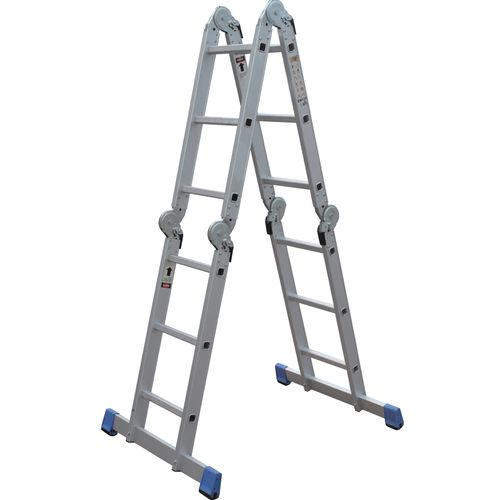 סולם אלומיניום רב מצבי DOFAIR MLSS-6160 - סולם מתקפל 4X4 שלבים עם מייצבים רחבים ומנגנון נעילה אוטומטי לעבודות גובה מקצועיות