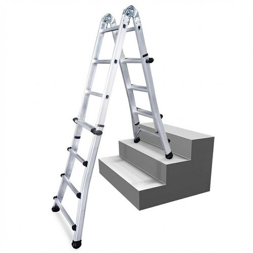 סולם טלסקופי מתקפל DOFAIR TLB24 - סולם אלומיניום עם רגליים מפוסקות ומערכת נעילה אוטומטית Click-Lock לעבודות גובה מקצועיות