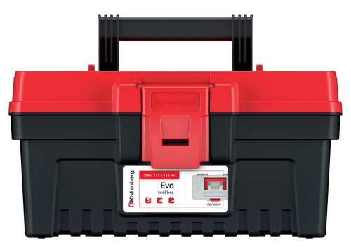 ארגז כלים EVO TOOLBOX 30 KEV3020N מבית Kistenberg דגם 60403 עם מגש ארגונית לביטים וידית ארגונומית, מידות 296x177x155 מ