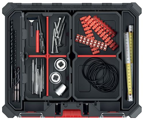 ארגונית מודולרית KISTENBERG CMX KCX454015B2 - ארגונית שחורה עם מכסה שקוף, 6 קופסאות נשלפות ו-4 מחיצות לאחסון מאורגן של רכיבים קטנים