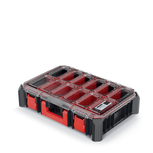 אורגנייזר KISTENBERG X BLOCK BRIDGE KXBB5540S - מיכל שקוף עם 2 קופסאות נשלפות ו-11 מחיצות לארגון מושלם של חלקים קטנים וברגים