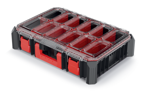 אורגנייזר KISTENBERG X BLOCK BRIDGE KXBB5540S - מיכל שקוף עם 2 קופסאות נשלפות ו-11 מחיצות לארגון מושלם של חלקים קטנים וברגים