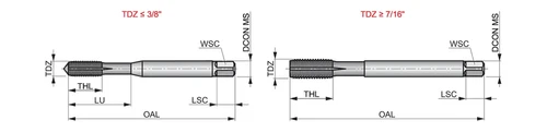 מברז לחץ HSS-E 1/4x20 UNC מצופה TIN דגם e2871/4