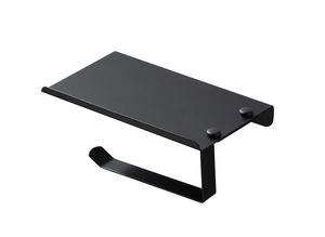 מחזיק נייר טואלט בהדבקה + מדף Set & Stick שחור