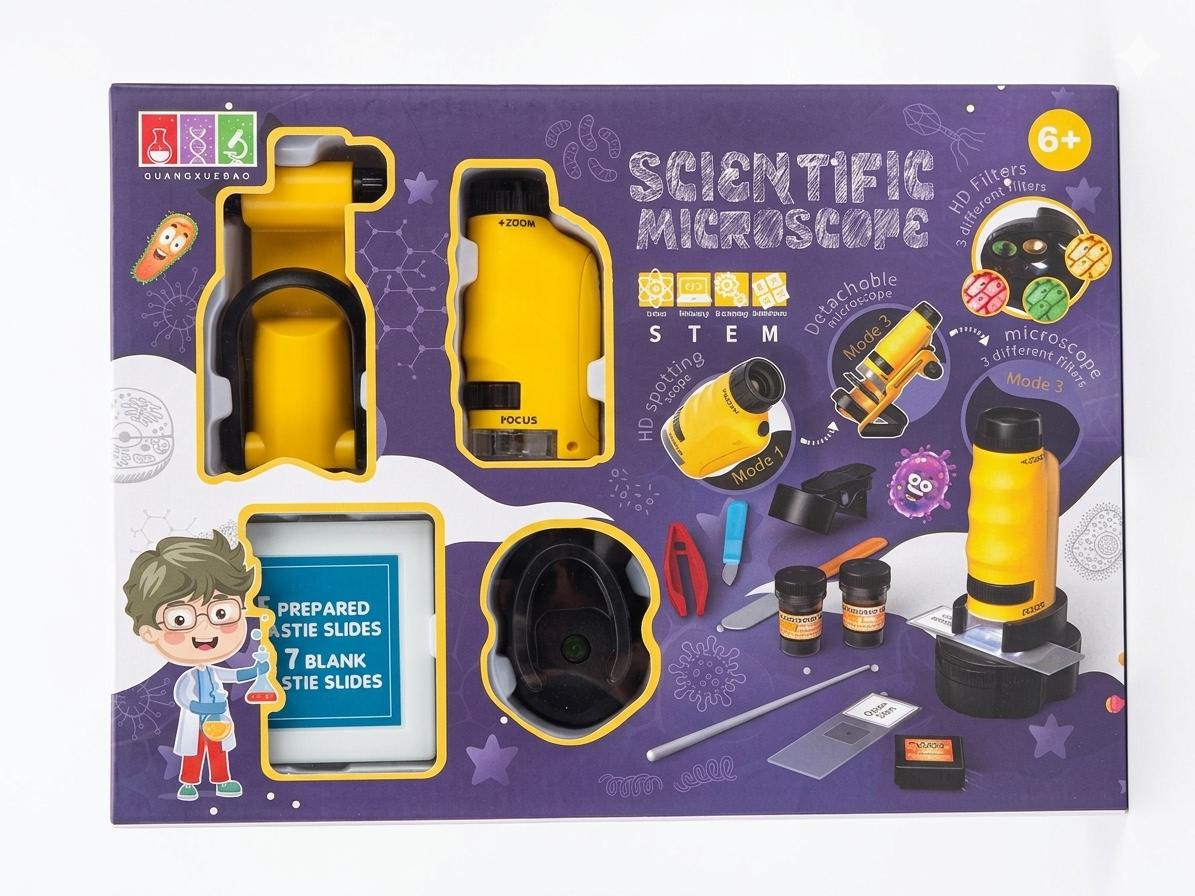 מיקרוסקופ לילדים הגדלה עד 120x ערכת STEM