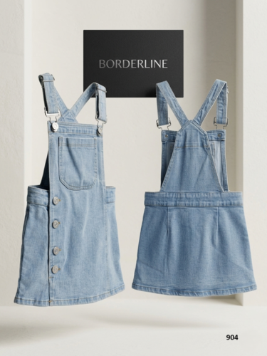 שמלת אוברול ג'ינס לבנות מבית BORDERLINE - עיצוב אופנתי וייחודי