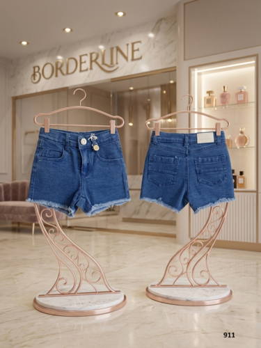 מכנס ג'ינס קצר לבנות מבית Borderline - עיצוב אופנתי עם סיומת פרומה