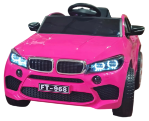 מכונית ממונעת 12V דמוי BMW X6 עם גלגלי EVA, הנעה 4X4, צלילים, אורות ושלט רחוק - ורוד