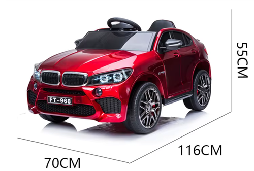 מכונית ממונעת 12V דמוי BMW X6 עם גלגלי EVA, הנעה 4X4, צלילים, אורות ושלט רחוק - ורוד