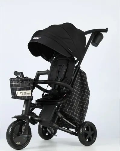 תלת אופן מתקפל 6 ב-1 דגם נובה Minene X Qplay NOVA 2024 - שחור משבצות מיננה