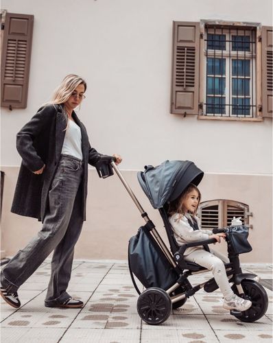 תלת אופן מתקפל 7 ב-1 בעל משענת מתכווננת MINENE X QPLAY-צבע שחור מיננה