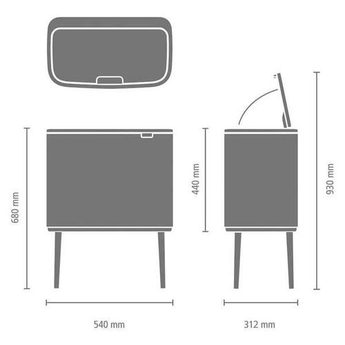 פח אשפה למטבח BO טאץ 36 ליטר, בז' עדין Brabantia