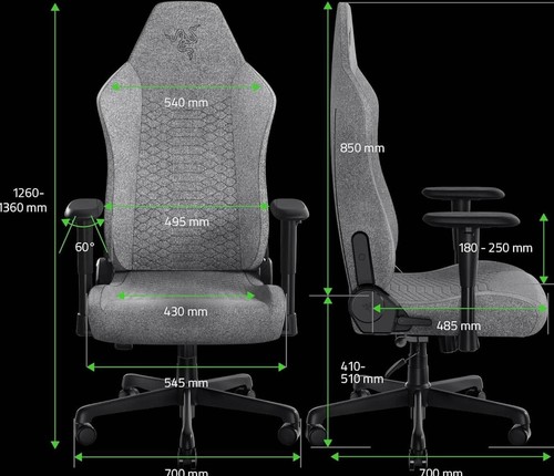 כיסא גיימינג בד אפור בהיר Razer Iskur V2 X