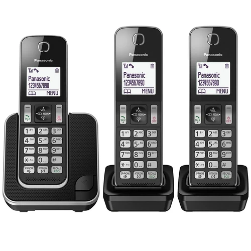 טלפון אלחוטי+2 שלוחות Panasonic KX-TGD313 שחור
