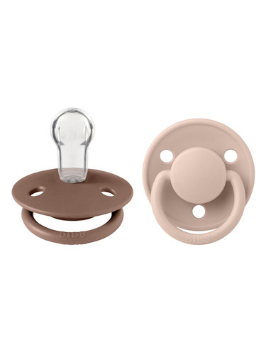 זוג מוצצי סיליקון De Lux חום/ורוד BIBS