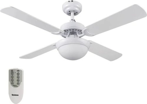 מאוורר תקרה 4 כנפיים צבע לבן 42 אינץ' 25W עם תאורת LED ושלט SEMICOM GENESIS1
