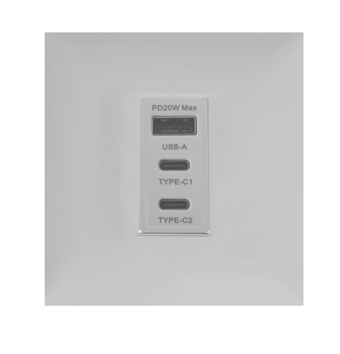 שקע USB 2.4A CLICK Q כפול לקופסא עגולה (55) מתח/זרם 230/16A בצבע לבן 