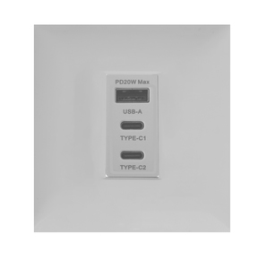 שקע USB 2.4A CLICK Q כפול לקופסא עגולה (55) מתח/זרם 230/16A בצבע לבן 