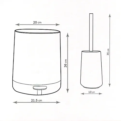סט פח אשפה 4 ליטר ומברשת לשירותים Nordic Plus - קרם מתוך קולקציית סט אמבטיה + Nordic (מראה כללי של המוצר) - קל לניקוי ותחזוקה לשמירה על מראה חדש
