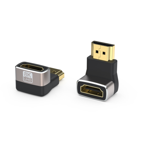 מחבר HDMI נקבה ל-HDMI זכר בזווית 90 מעלות 8K