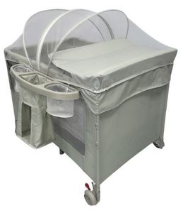 לול רשת 4 ב 1 Baby Hub לול, עריסה מתחברת, משטח החתלה ומיטת קמפינג עם דופן עולה / יורדת בייבי מישל