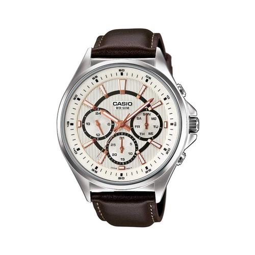 שעון יד לגבר CASIO – רצועת עור חומה
