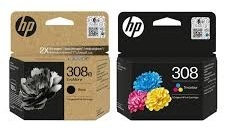 זוג ראשי דיו מקורי ‏שחור גדול 308E וצבע HP 308