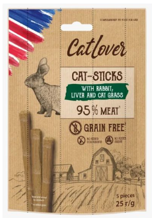  חטיף סטיקים בטעם ארנב כבד ועשב לחתולים 25 גרם - Cat Lover