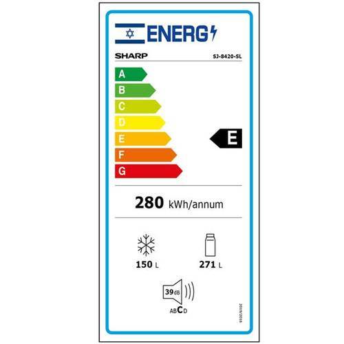 מקרר 4 דלתות 421 ליטר Sharp SJ-8430SLID נירו' מושחרת שארפ