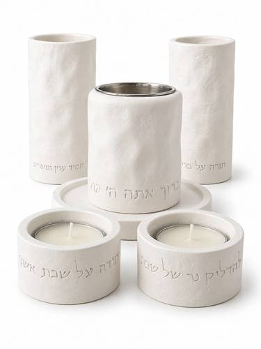 סט פמוטים ונרות מעוצבים לברכת שבת