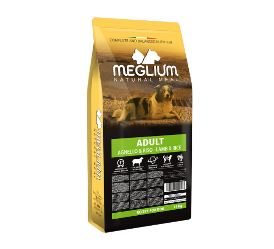 אוכל לכלבים בוגרים 14 ק"ג Meglium Natural Meal Adult Lamb & Rice