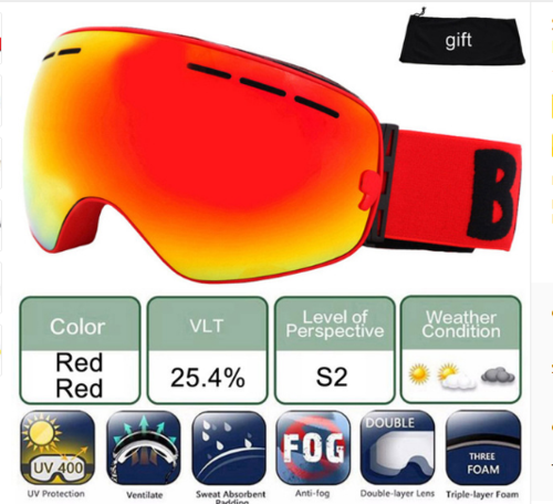 משקפי סקי גוגלס עדשה כפולה SKI GOGGLES