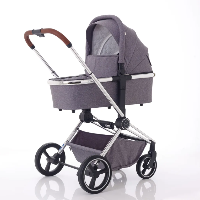 עגלה משולבת Pure Pearl Grey בגוון אפור עם ידית חום Mee-Go