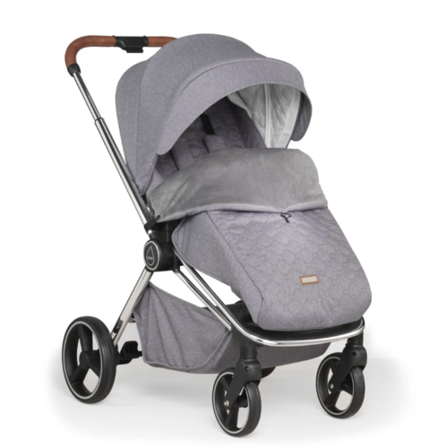 עגלה משולבת Pure Pearl Grey בגוון אפור עם ידית חום Mee-Go