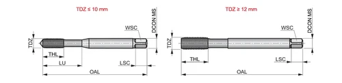 מברז לחץ HSS-E M5X0.8 מצופה TIN דגם e292m5