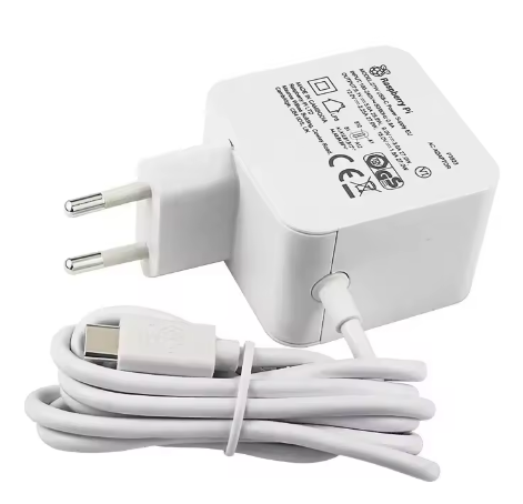 ספק מקורי PI5 RASPBERRY לבן עבור  USB-C