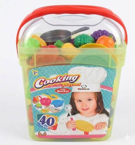 ערכת כלי מטבח לילדים 40 חלקים עם דלי אחסון