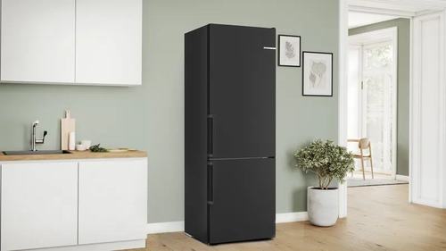 מקרר מקפיא תחתון 70 ס”מ נירוסטה שחורה BOSCH דגם: KGN49VXCT  